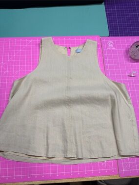 ANTONIO MELANI Natural Beige Sleeveless Linen-Blend Tank